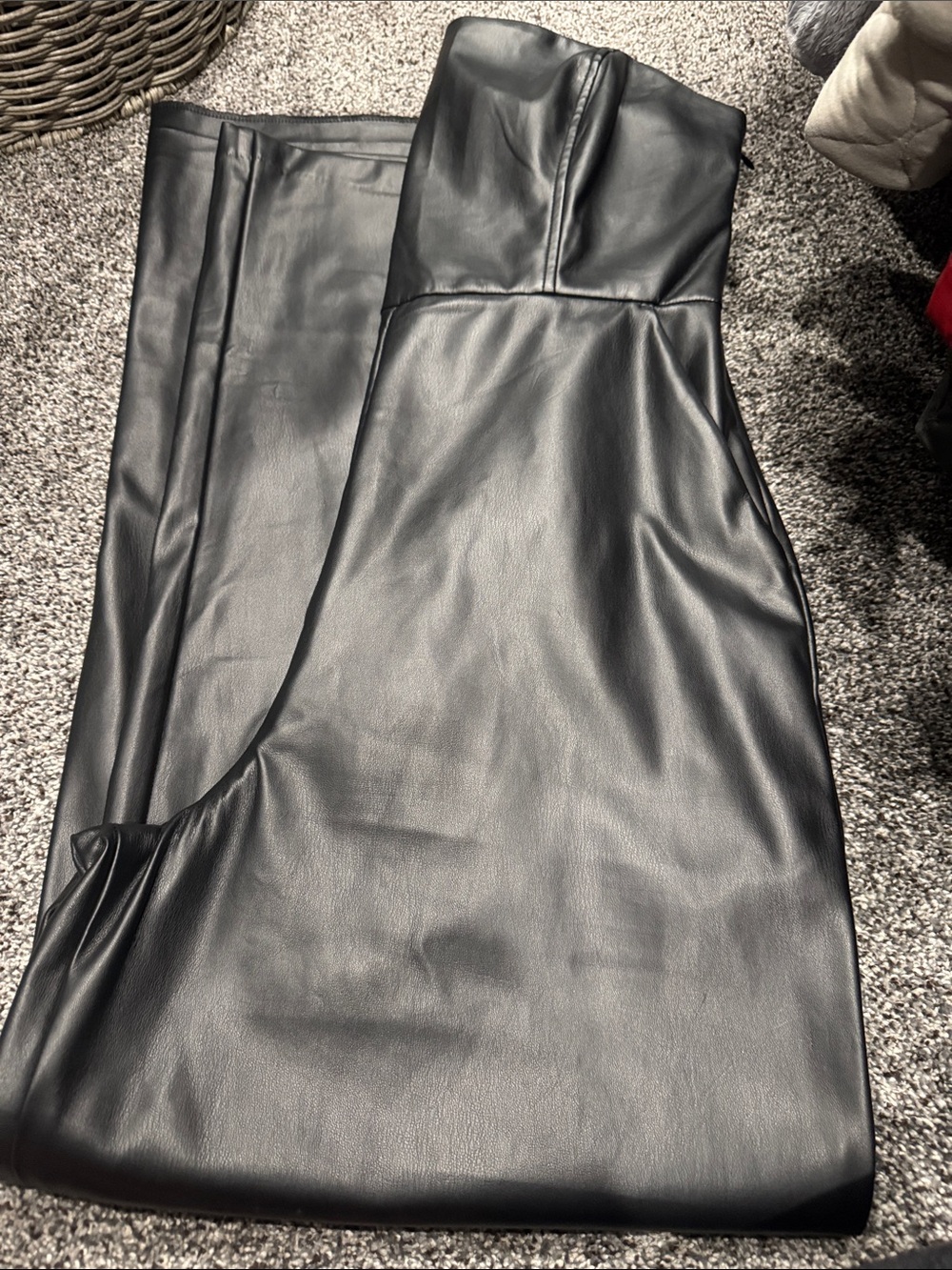 Express Black Faux Leather Wide Leg Jumpsuit Pants